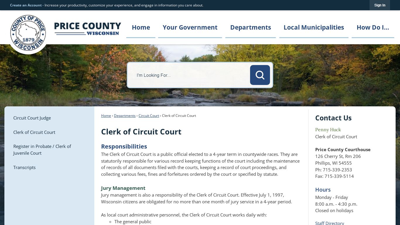 Clerk of Circuit Court | Price County, WI - Official Website