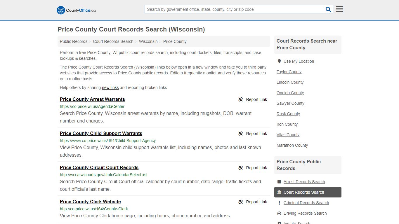 Price County Court Records Search (Wisconsin) - County Office